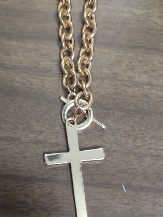 Accessories - Gold Tone Cross Pendant Belt/Necklace - Chunky Chain